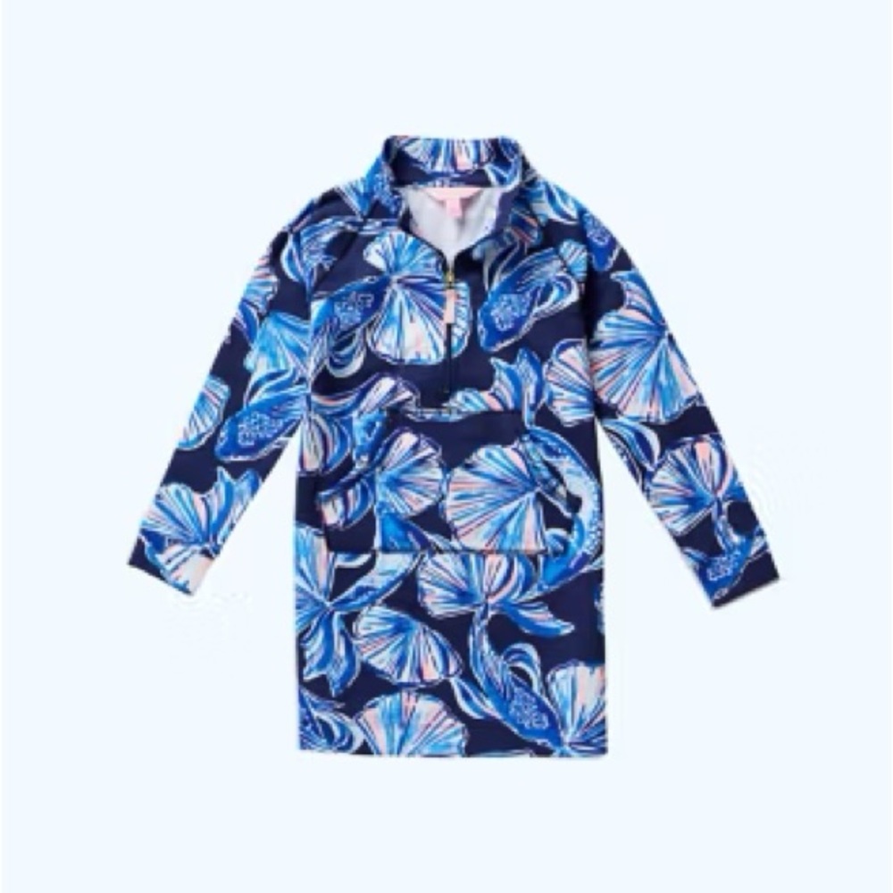 Lilly Pulitzer Girls Mini Skipper Dress in Bright Navy In Reel Life M 6-7